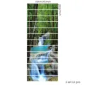 Detail of 3D waterfall forest staircase stickers showing 100cm width and 13 piece set count - Forest Waterfall Landscape (SPZ-T24001) / 13 Pieces