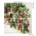 Adesivi per scale 3D natalizi con rami di pino e bacche rosse set da 6 pezzi - Rami di Pino e Bacche Rosse (SP-T049) / Set da 6 Pezzi (18x100cm)
