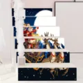 Festive 3D Christmas stair stickers featuring Santa Claus and reindeer snowy night scene - 6 Sheets (18x100cm) / SP-T103 Santa Driving Sleigh