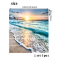 Detailed size specifications for beach sunset 3D staircase stickers set of 6 pieces - Beach Sunset Landscape (SPZ-T24002) / 6pcs