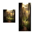 Pegatina 3D para escaleras con paisaje de bosque y luz solar, vinilo adhesivo decorativo - 6 Piezas / Valle del Bosque (SP-T152)