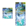 Pegatinas 3D para escaleras con paisaje de cascada, carpas koi y loto - 6 Piezas / Cascada Koi (SP-T154)