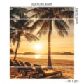 Juego de 6 vinilos para escaleras de atardecer tropical, pegatinas PVC 100x18cm - Atardecer Palmeras (SPZ-T24025) / 6 Piezas