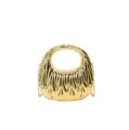 Macro view showing the intricate gold wave-textured pattern on this modern acrylic handbag - Gold