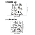Size comparison chart for creative toilet seat sticker showing product and finished dimensions - Creative English Quote (SP-S0292) / 30x30cm