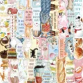 Detailed view of 30 unique watercolor cat bookmarks with inspirational English quotes - 30 Sheets/Pack