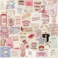 Set de 50 pegatinas vintage con temática de libros para portátiles y diarios creativos - 50 Hojas