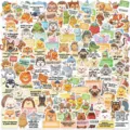 Dettaglio di 100 adesivi di animali cartoni animati con frasi motivazionali DIY - Confezione da 100 / Stile Animale Cartone Animato (PMS483PMS484)