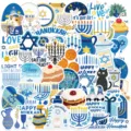 Collection of 50 cartoon Hanukkah stickers with Menorahs and Stars of David designs - 50 Pieces/Pack