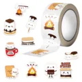 Detailed view of cute cartoon marshmallow and s'more stickers roll for scrapbooking - Marshmallow Dessert Style / 500 Pieces/Pack