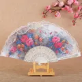 Eventail pliant en dentelle blanche avec imprimé floral, cadeau de mariage d'été. - Eventail en Dentelle Blanche