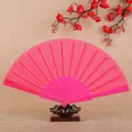 Pink folding fan plastic hand fan portable dance fan summer cooling display props - Rose Red