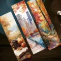 Autumn theme watercolor bookmarks with forest, city, and cozy pumpkin illustrations. - Autumn Oil Painting Series / 30 Sheets