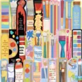 Close-up variety of cartoon painting brush themed bookmarks with art quotes - 30 Sheets/Pack