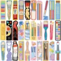 30-piece artistic paper bookmark set featuring colorful painting brush illustrations and quotes - 30 Sheets/Pack