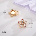 Detail view of colorful rhinestone flower collar pin with size and weight specs - Colorful Accessory Flower / Colorful Accessory Flower (D3393)