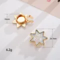 Star-shaped zinc alloy DIY cufflinks with crushed stone inlay, 26.7mm size detail - Crushed Stone Seven-Pointed Star Collar Stud (D3151) / Single Piece / Gold