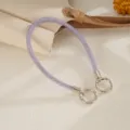Luxury purple rhinestone mesh phone wrist strap with silver metal O-ring buckles - Purple Mesh Rhinestone Chain (K6572)