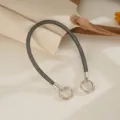 Close-up view of a luxury black sparkly mesh diamond strap with silver double ring clasps - Black Mesh Rhinestone Chain (K6574)