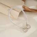 Close-up detail of the luxury silver mesh rhinestone phone strap with double buckles - White Mesh Rhinestone Chain (K6579)