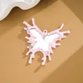 Pink irregular butterfly pendant with mirror center and gems for DIY phone cases - Light Pink