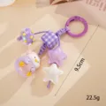 Detail of purple cartoon otter keychain with star charm, weight 22.5g, size 9.5cm - Purple Penguin Checkered Pendant (K6317) / Purple