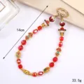 New Chinese style handmade red beaded phone wrist lanyard with gold charms - Fortune Wealth God Charm / 14cm/33.5g / Red (K4265)