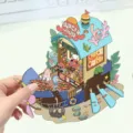 Adesivo 3D mondo in miniatura burger house per scrapbooking fai da te - Casa del Burger in Fondo al Mare / 2 Pezzi/Confezione