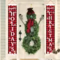 Christmas red black buffalo plaid door banners hanging porch decorations for holiday party - Snowman Style