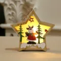 Wooden glowing star Christmas ornament pendant, festive tree hanging decor gift item - Star Reindeer