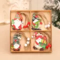 Christmas wooden gnome hanging ornaments set in wooden box for tree holiday decor - Style 1 (12 Pieces Pack)