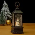 Lanterne boule à neige de Noël bonhomme de neige vintage avec éclairage LED et paillettes. - Bonhomme de Neige