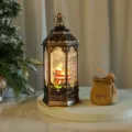 Weihnachts Glitzer Wasserlaterne mit Weihnachtsmann, vintage bronzene Deko LED. - Leuchtend mit Musik / Weihnachtsmann