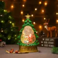 Lanterne boule à neige sapin de Noël avec musique et lumière, décoration et cadeau de fête. - Arbre Peint Père Noël Debout