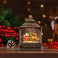 Lanterne Boule a Neige de Noel Retro Or Veilleuse LED Decoration de Maison Fete Cadeau - Lanterne Plate Père Noël Traîneau à Rennes