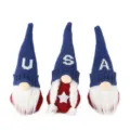 USA Independence Day gnome plush set, patriotic knitted dolls with letters for holiday decor. - 3-Piece Set