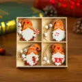 Christmas wooden gnome hanging ornaments boxed holiday tree decorations set of four. - Style 4 (12 Pieces Pack)