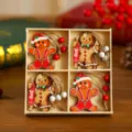 Weihnachten Holz Lebkuchenmann Ornamente Set, 4-Stück hängende Anhänger in Holzkiste. - Stil 5 (12er-Pack)