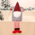 Weihnachten Wichtel Geschenktasche mit kariertem Hut und hängenden Beinen Deko Neu - Grau Stil