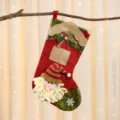 Gran calcetín de Navidad de yute 3D con Papá Noel, ideal para decoración festiva y regalos. - Papá Noel