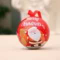 Rode kerstboom hangende ornament bal blikken snoepjesdoos met kerstman patroon en rood lint - Rode Kerstman & Rendier