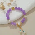 Neues chinesisches Süßwasserperlen lila Perlen Armband elegante Damen Schmuck Accessoire. - Naturperle Amethyst Armband (B4186)