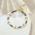 Barockperlen Armband mit natürlichen unregelmäßigen Steinen und verstellbarer goldener Kette. - Natürliche Perle Facettierter Lapis Verlauf Stil (B4105)