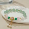 Neuer chinesischer Stil Natur Jade Perle Erdbeerkristall Armband Bester Freund Schmuck - Süßwasserperle Rosa Grüner Achat (B4210)