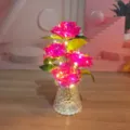 Bouquet di rose artificiali luce notturna LED lampada decorativa per regali di casa. - Set di lanterne fiorite con confezione regalo / Rosso rosa