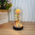 Detailed view of the eternal rose glass dome night light with cute boy figurine for romantic gifts. - Acrylic Dome / Boy's Birthday Edition - Multicolor Gold Rose