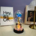 Eternal rose glass dome light with couple figurine, romantic gift for women on Valentine's Day. - Acrylic Cover Warm Light / Royal Blue