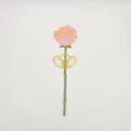 DIY pink rose fridge magnet with golden ingot detail, creative home decorative ornament piece. - Sycee Wealth / Pink