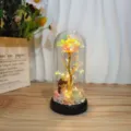 Rosenkugel mit LED Licht und Figur im Glas fuer Geburtstag Geschenk romantische Tisch Deko - Acrylkuppel / Mädchen-Geburtstagsedition - Multicolorgold-Rose