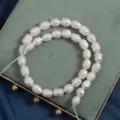 Natural freshwater pearl strand loose rice beads 9mm large hole jewelry making diy craft - One Strand (Approx 36-37cm, Approx 32 Beads) / Natural White